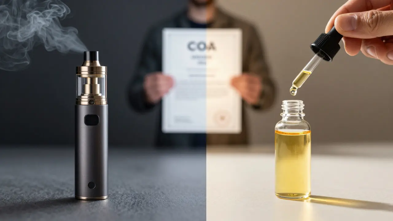 Porovnání rizikového vapingu a bezpečnějšího podjazykového oleje