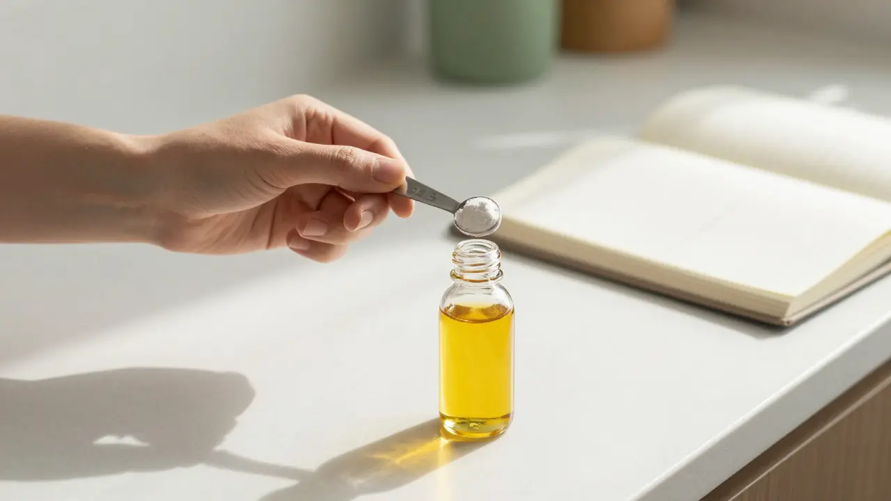 Ručka měřící dávku CBD krystalu do oleje