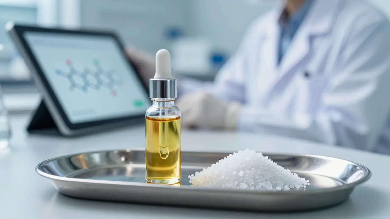 Laboratorní analýza čistého CBD oleje a krystalů