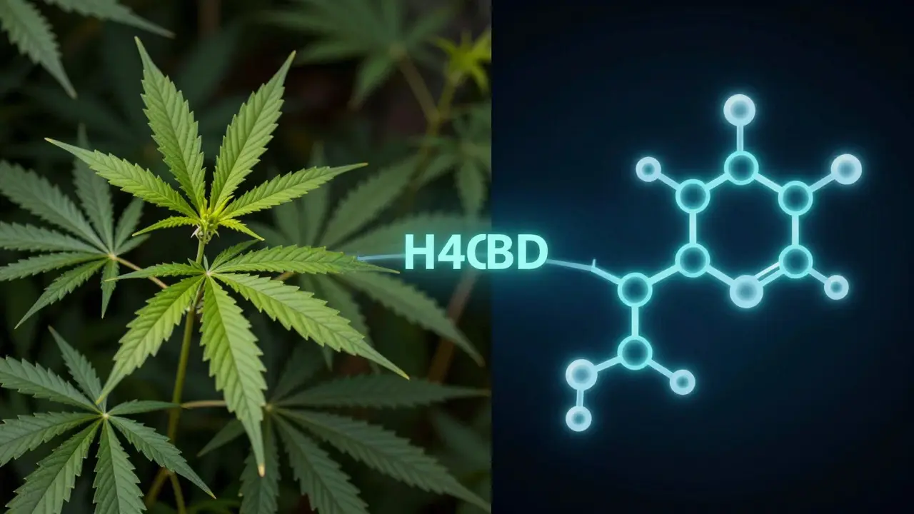Porovnání molekulární struktury CBD a silnějšího H4CBD