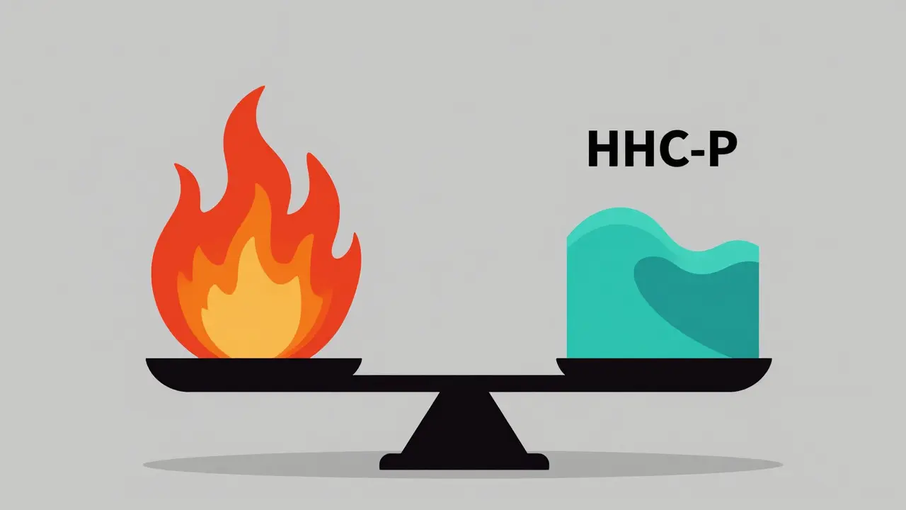 Abstraktní porovnání intenzity THCP a HHC-P