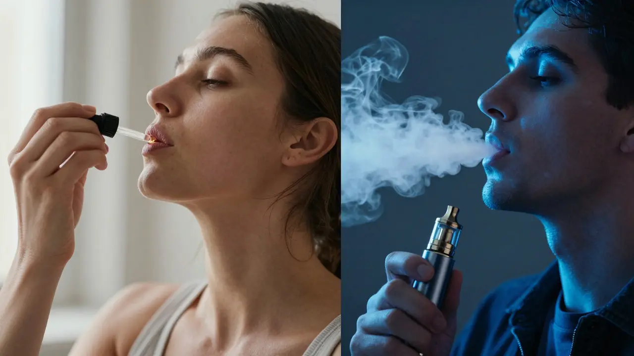 Srovnání podjazykového oleje a vapes zařízení