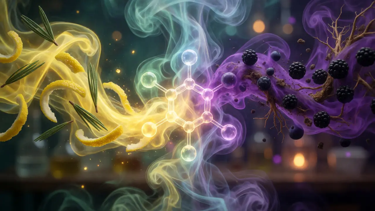 Konceptuální ilustrace synergie terpenů a molekul HHC-P