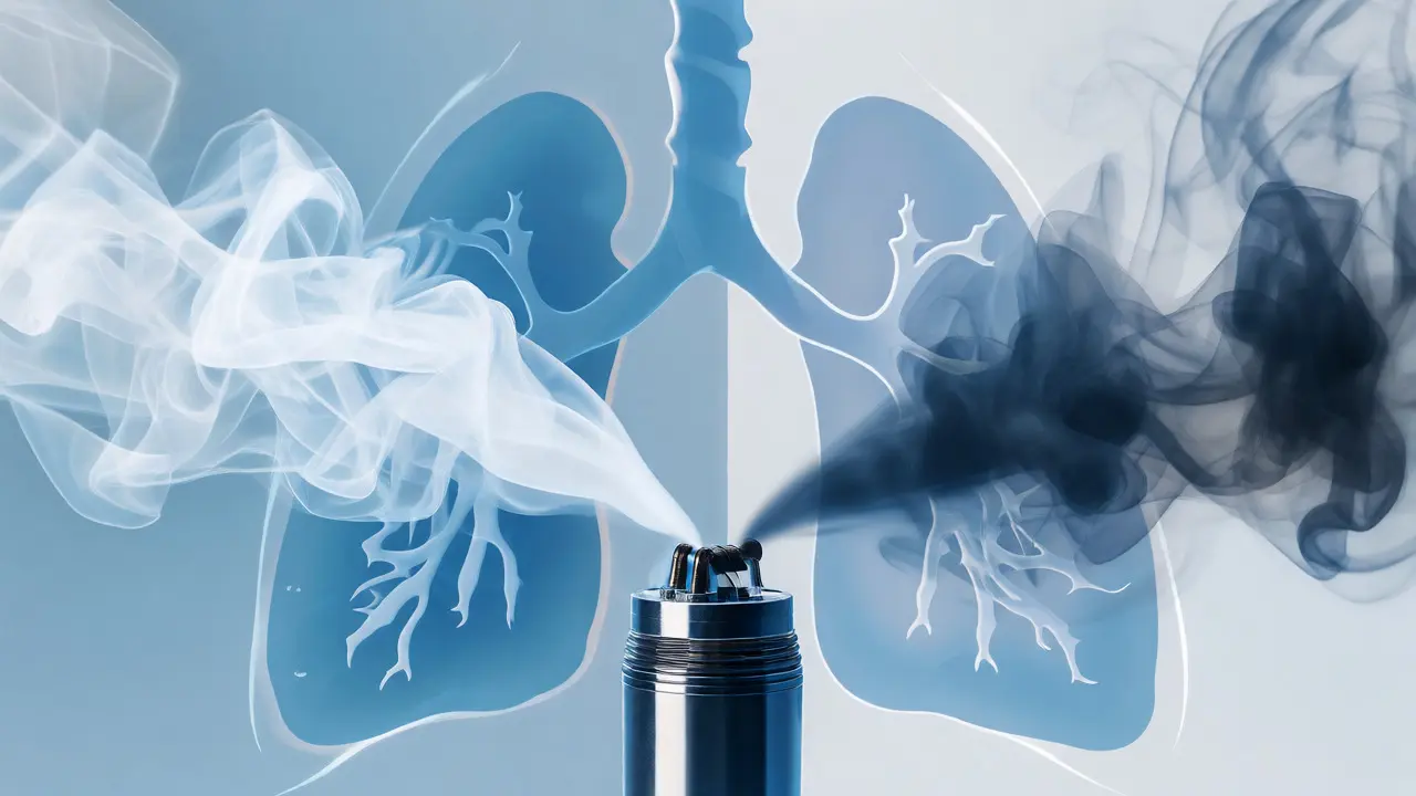 Konceptuální vizualizace čistého páru z vaporizace versus kouře