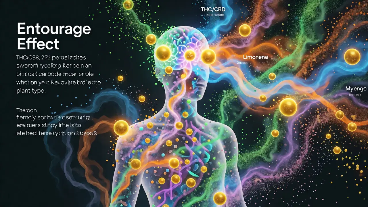 Ilustrace synergického účinku kanabinoidů a terpenů